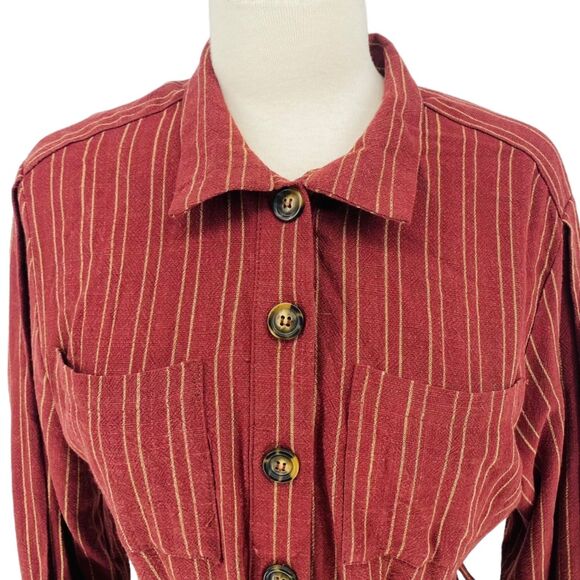 NWT Free People Audrey Midi Striped Shirt Dress Belted S Mulberry Revolve - Picture 4 of 8